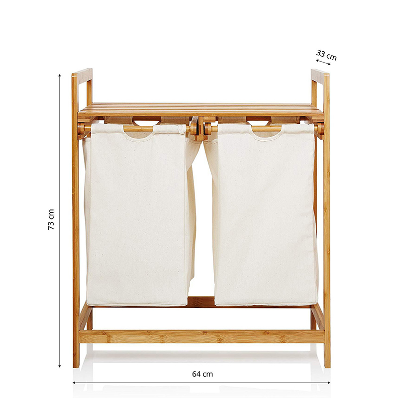 Panier à linge en bambou étanche avec des sacs amovibles pour le lavage
