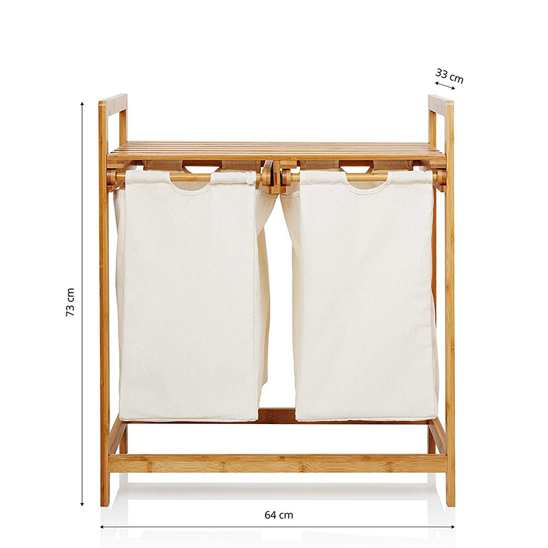 Panier à linge en bambou étanche avec des sacs amovibles pour le lavage