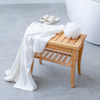 Siège de bain à 2 niveaux en bois avec étagère de rangement
