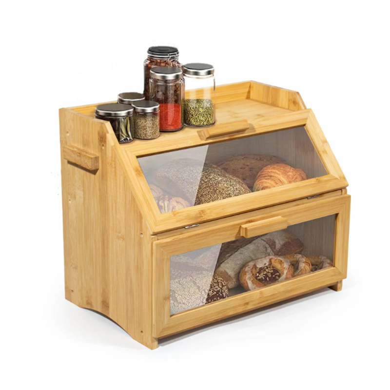 Boîte à pain en bambou avec couvercle pour la cuisine