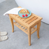 Siège de bain à 2 niveaux en bois avec étagère de rangement